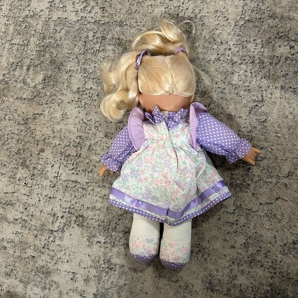 Vintage Simba My Love 90’s Baby Doll Open Close Eyes Blonde Purple Floral READ - Picture 4 of 12